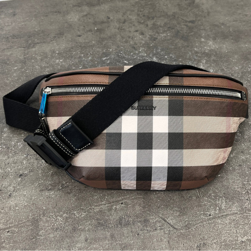 Men's Checkered Belt Bag Brown