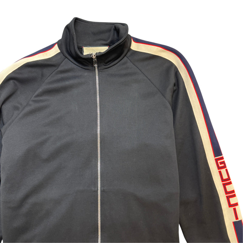 Men's Web Stripe Track Jacket Black Size S