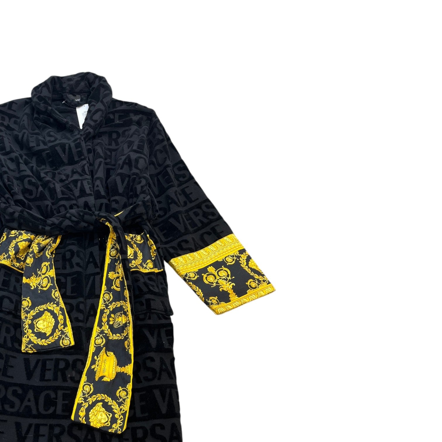 Men's I ♡ Baroque Bath Robe Black Size L - Photo 3