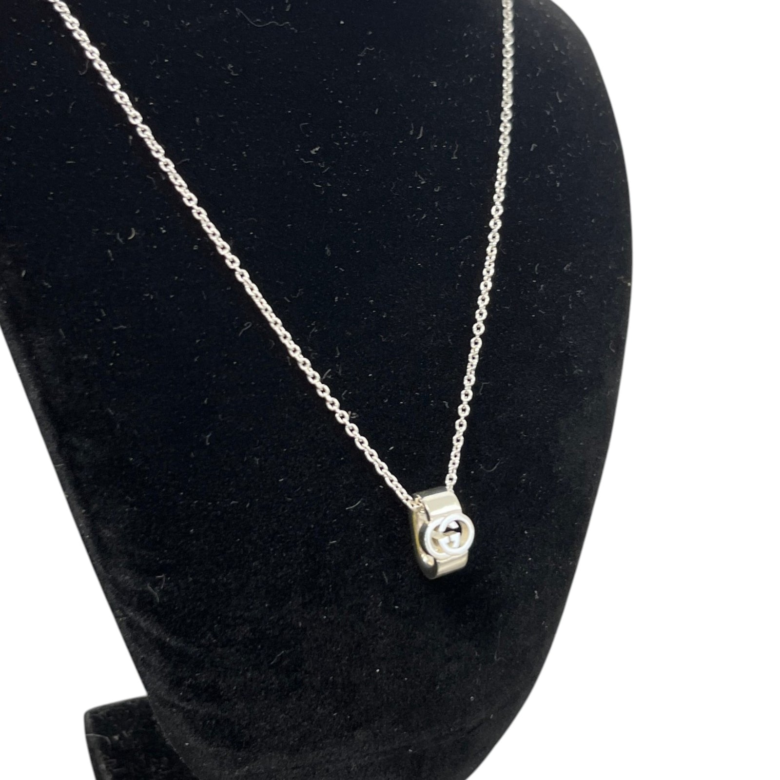 Men's Interlocking G Pendant Necklace Silver - Photo 3