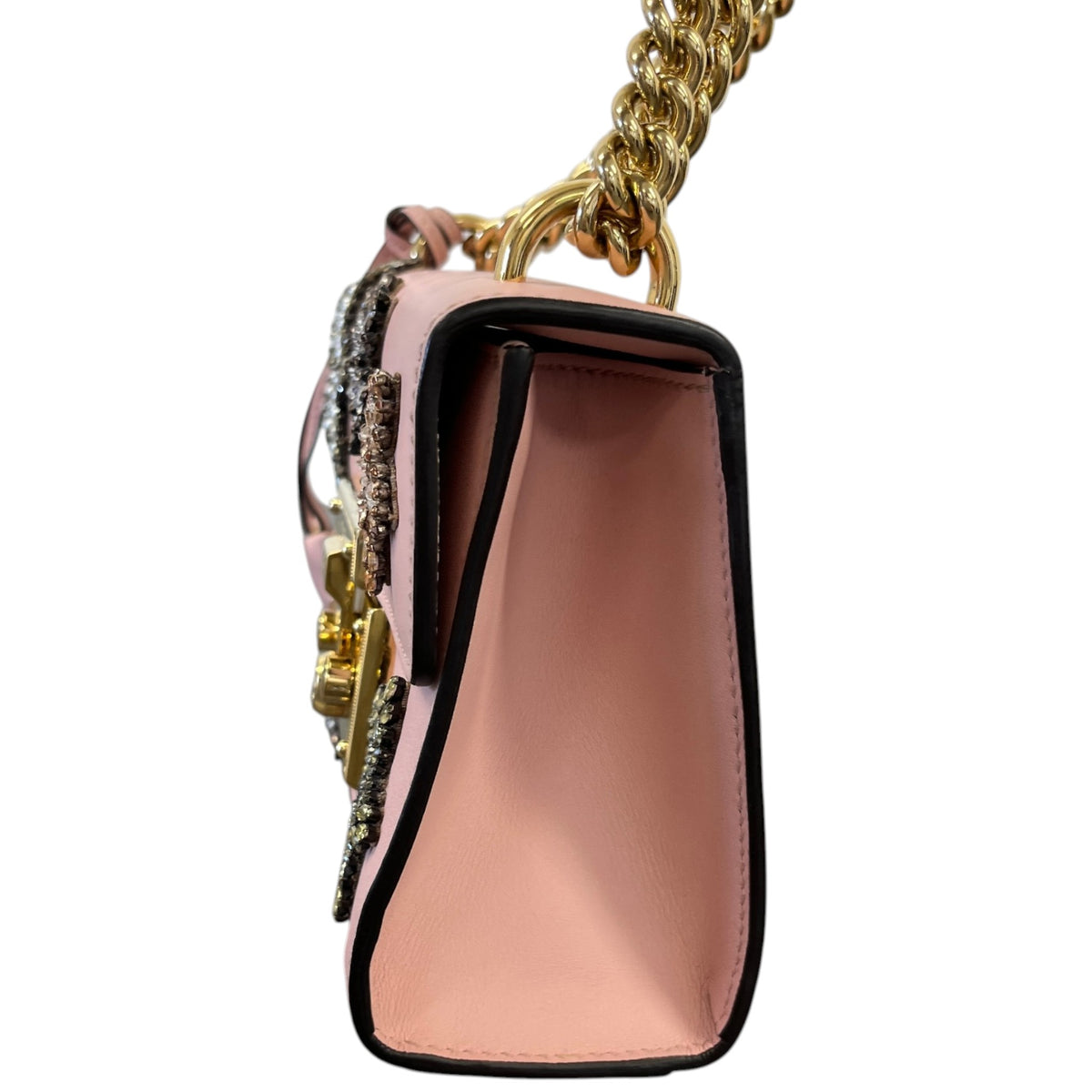Women's Crystal Star Embroidered Small Padlock Handbag Pink - Photo 7