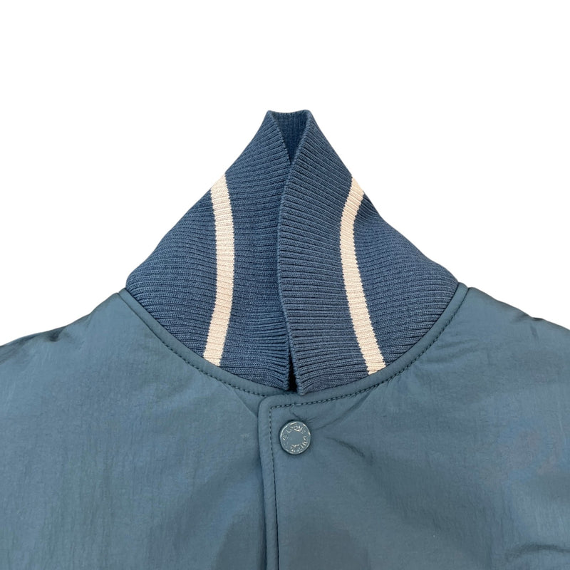 Men's Embroidered Logo Monogram Varsity Jacket Blue Size M