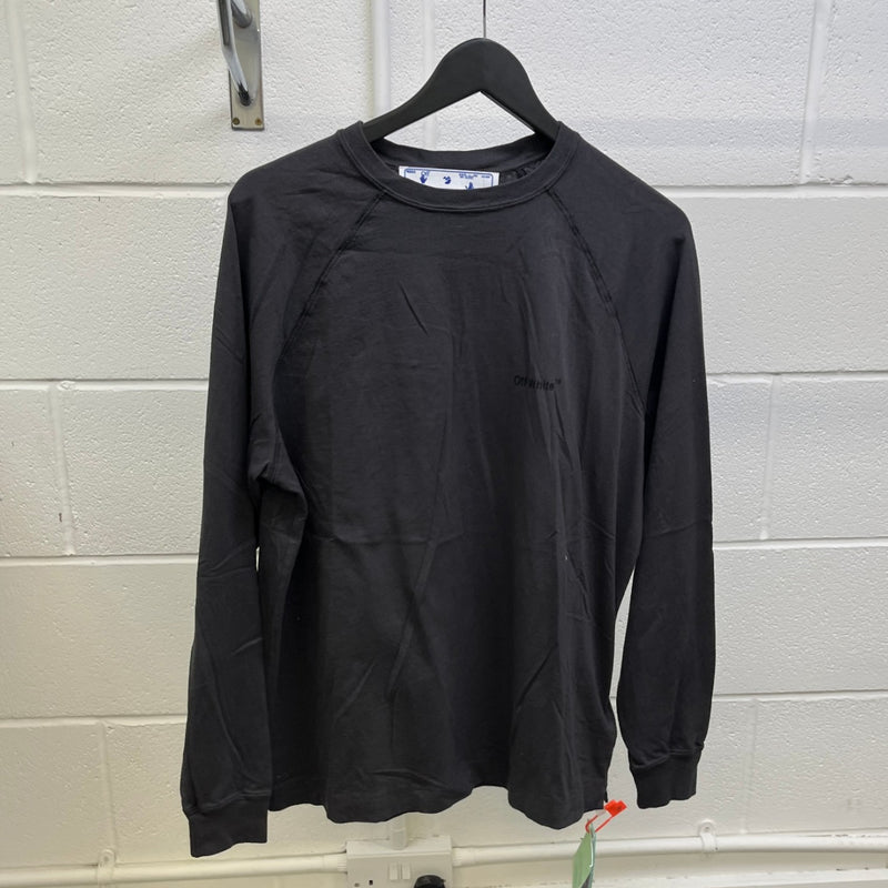 Men's Logo Print Long Sleeve T-Shirt Charcoal Size XS
