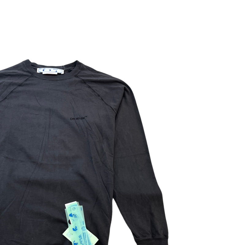 Men's Logo Print Long Sleeve T-Shirt Charcoal Size XS