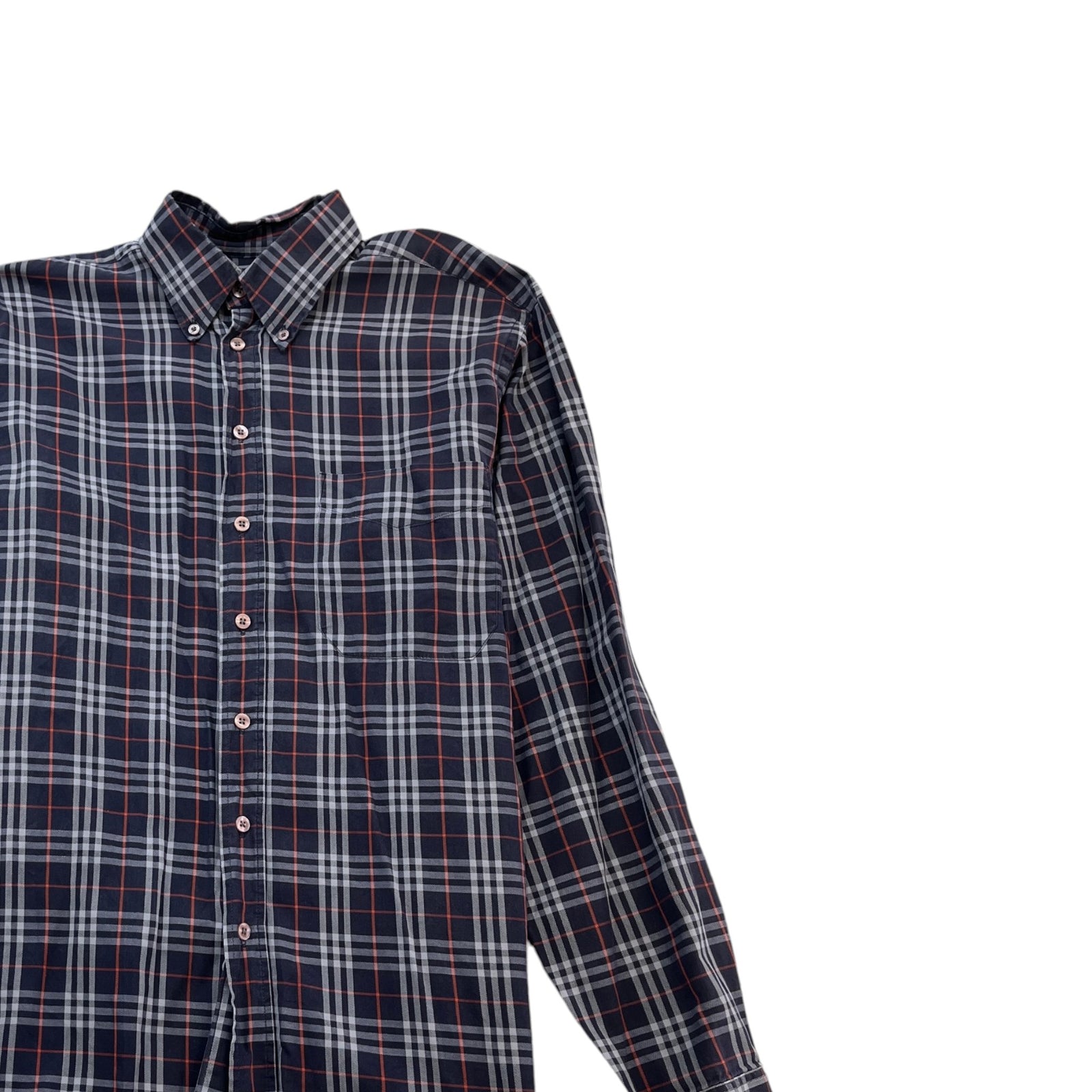 Men's London Nova Check Long Sleeve Shirt Navy Size M - Photo 3