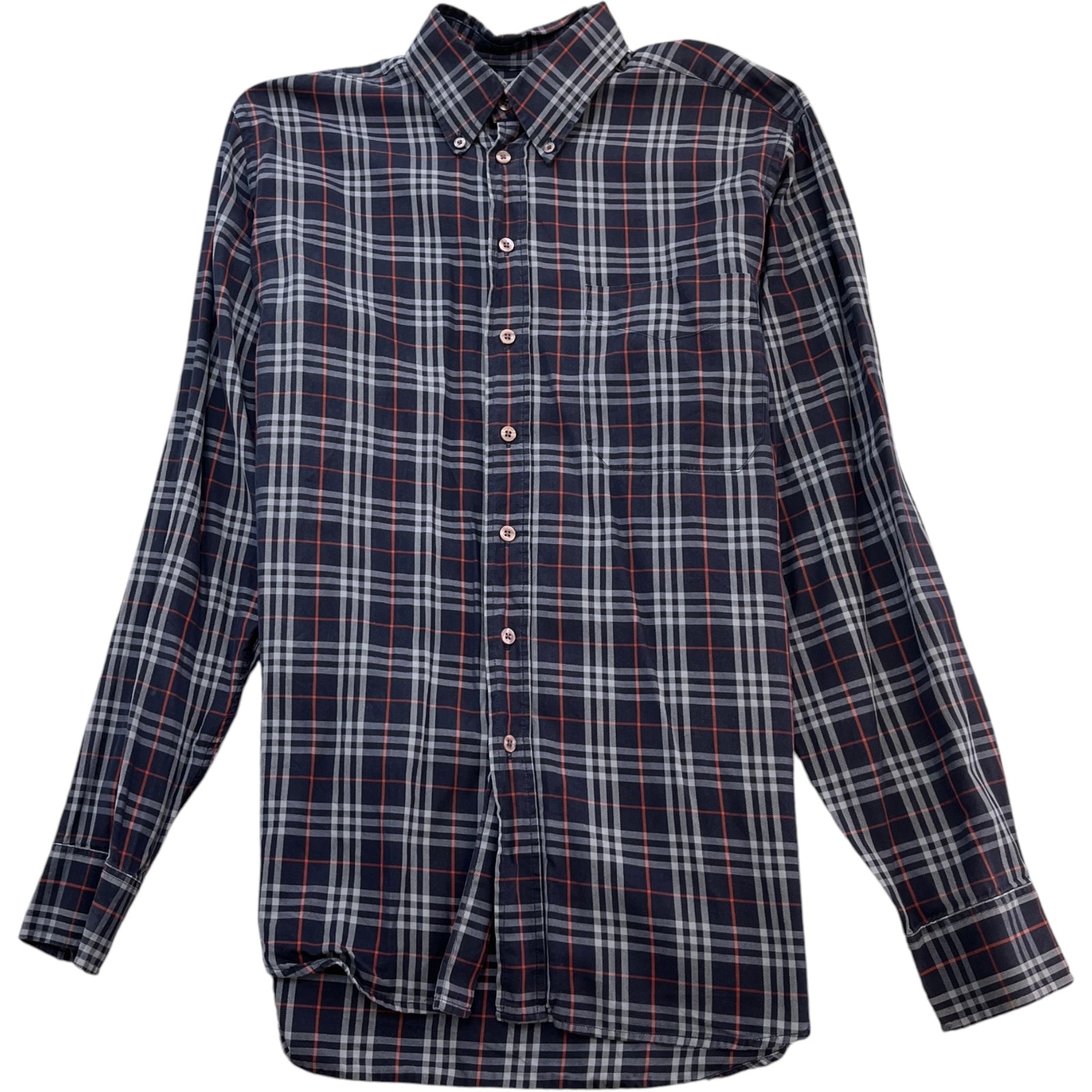 Men's London Nova Check Long Sleeve Shirt Navy Size M - Photo 1
