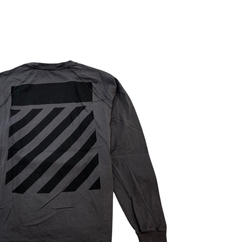 Men's Logo Print Long Sleeve T-Shirt Charcoal Size XS