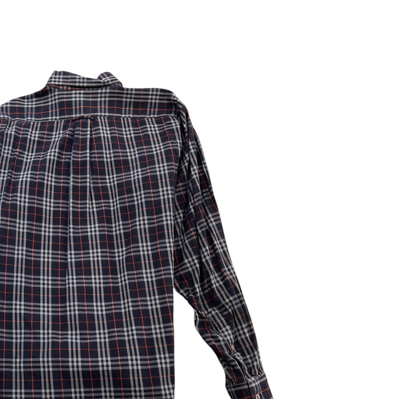 Men's London Nova Check Long Sleeve Shirt Navy Size M