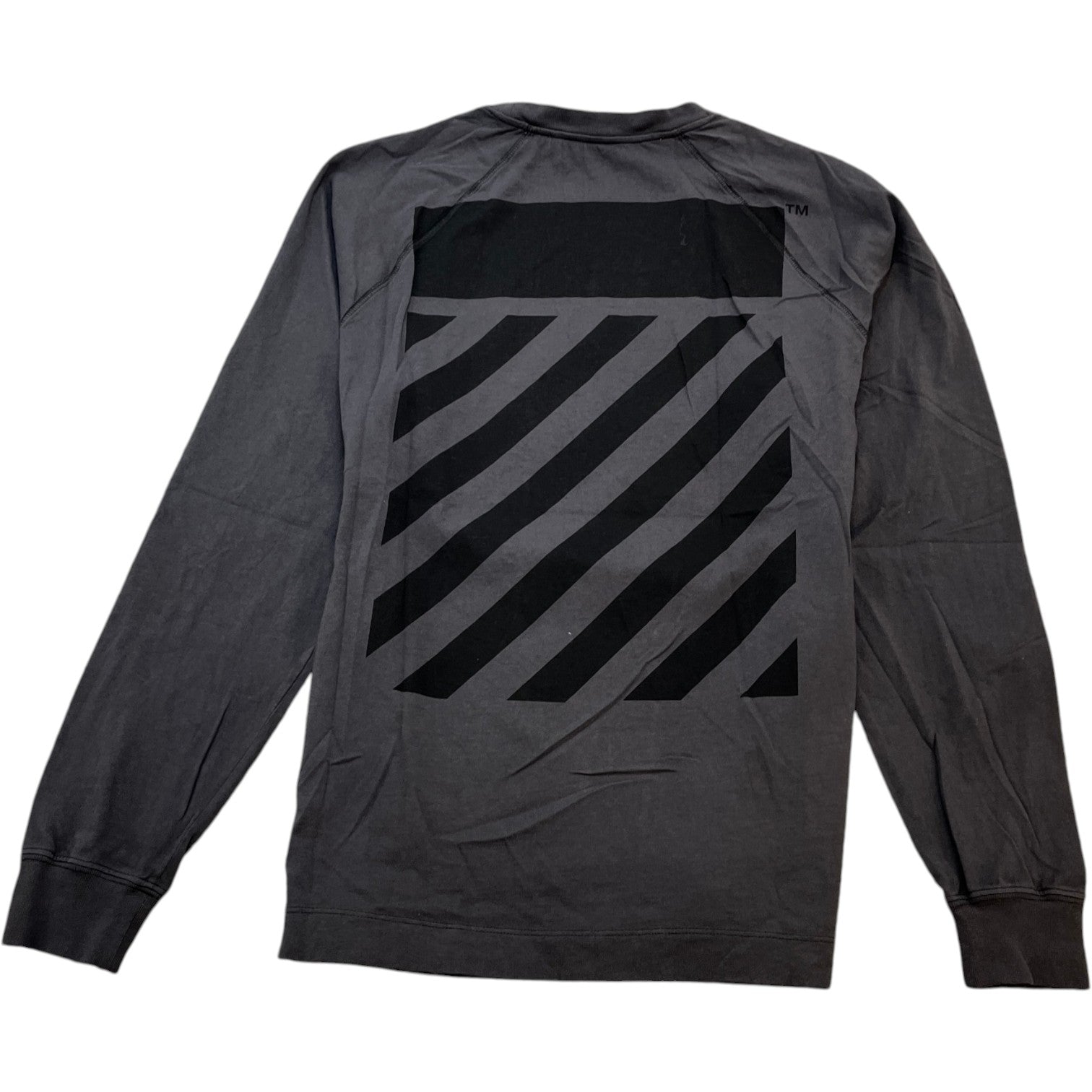 Men's Logo Print Long Sleeve T-Shirt Charcoal Size XS - Photo 2