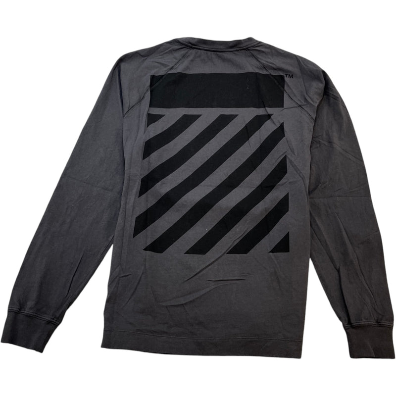 Men's Logo Print Long Sleeve T-Shirt Charcoal Size XS