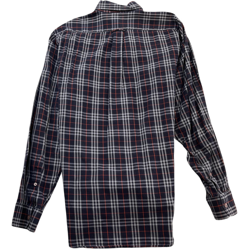 Men's London Nova Check Long Sleeve Shirt Navy Size M
