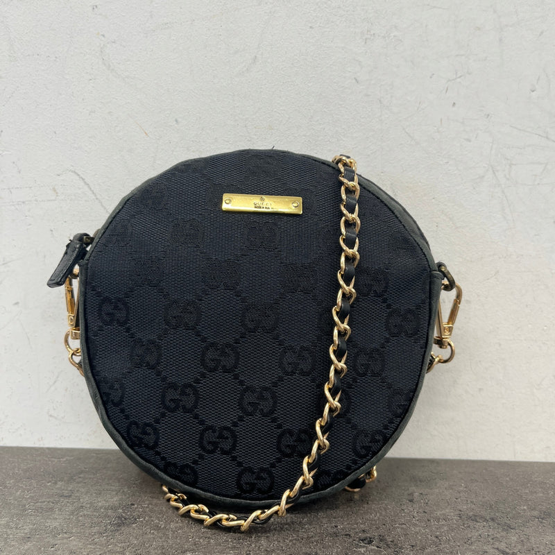 Women's GG Canvas Round Crossbody Bag Black
