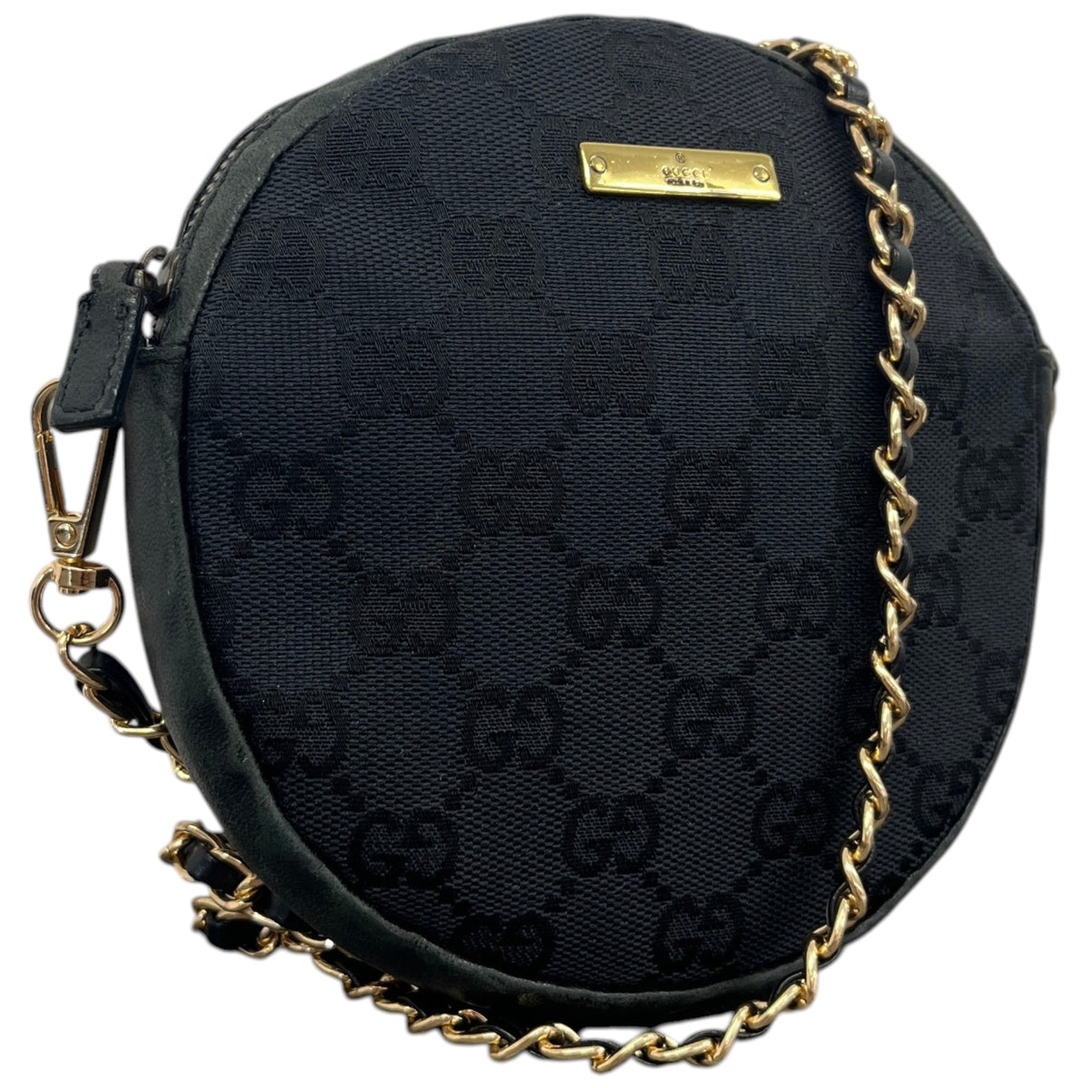 Women's GG Canvas Round Crossbody Bag Black - Photo 4