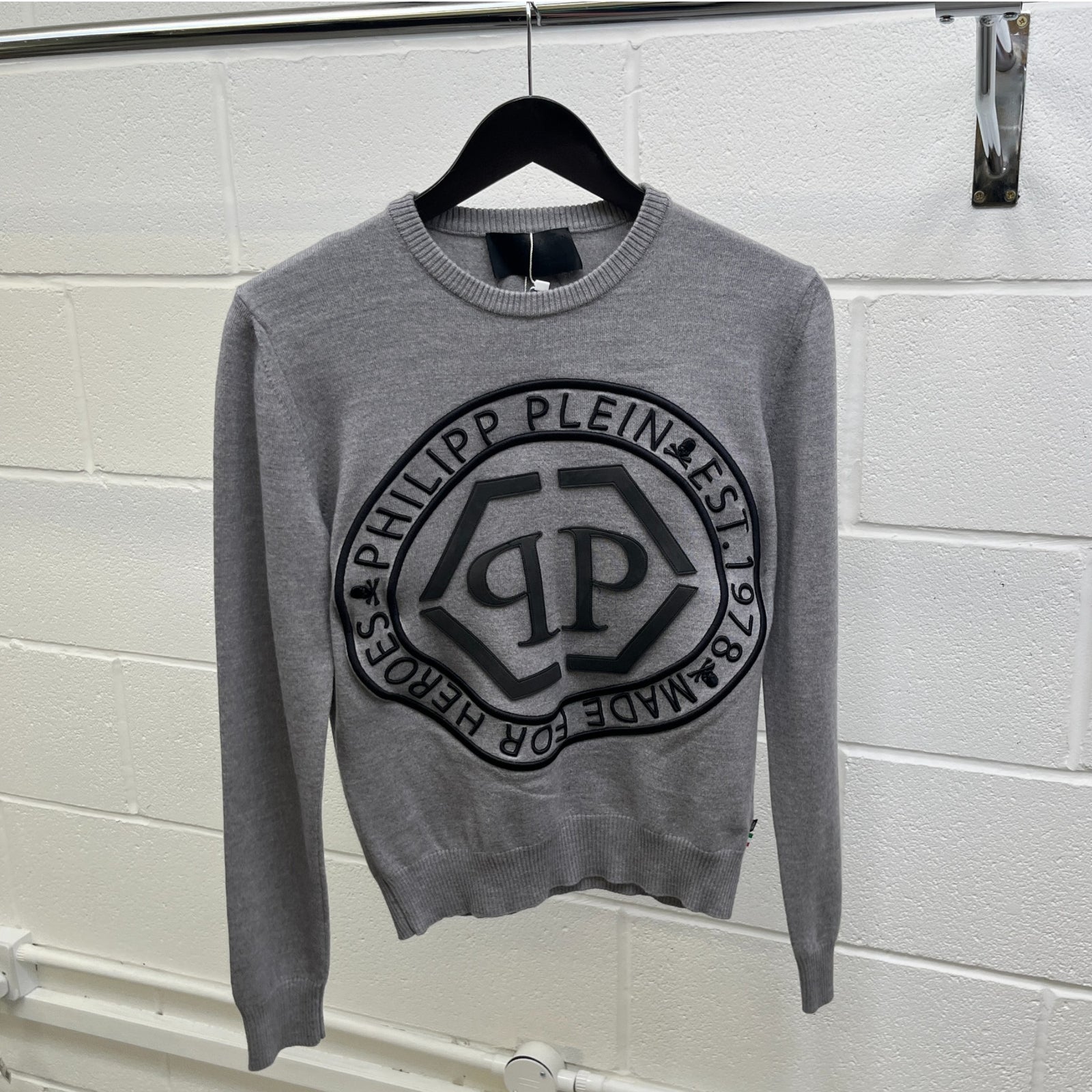 Men's Embroidered Logo Sweatshirt Grey Size S - Photo 9