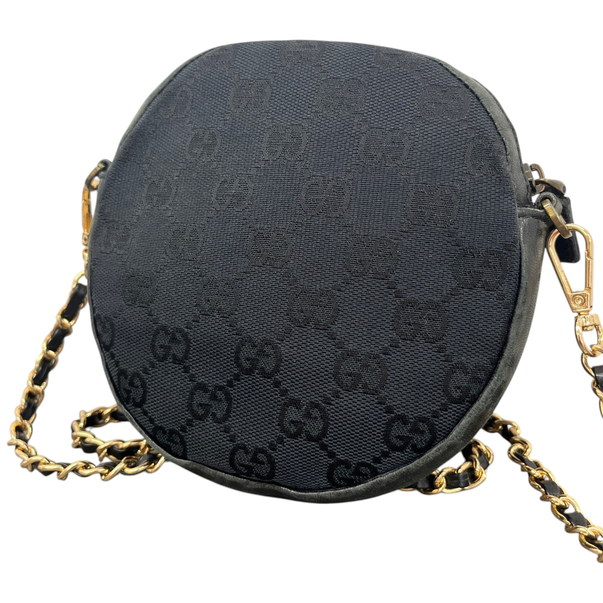 Women's GG Canvas Round Crossbody Bag Black - Photo 8