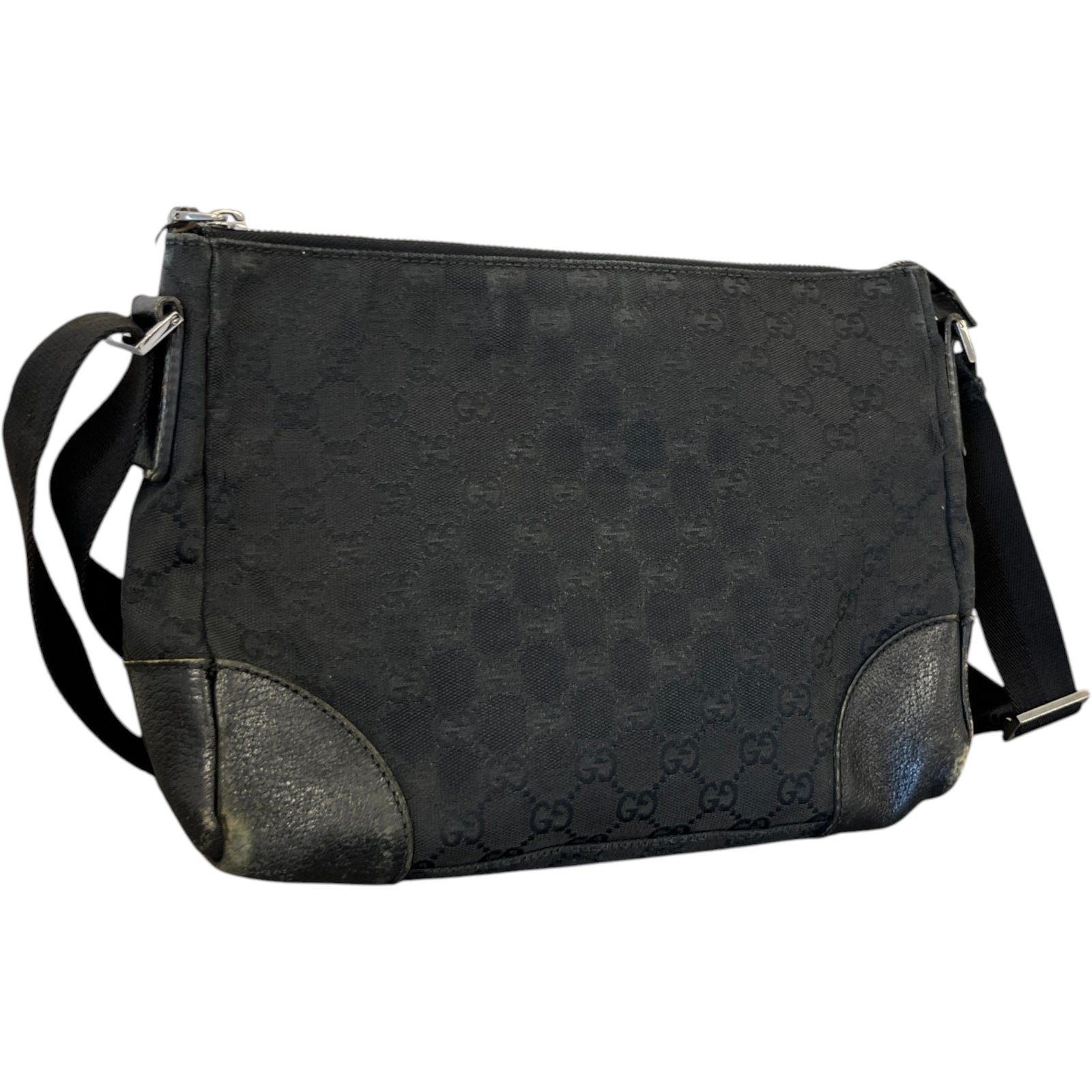 Women's Gg Monogram Canvas Messenger Bag Black - Photo 6
