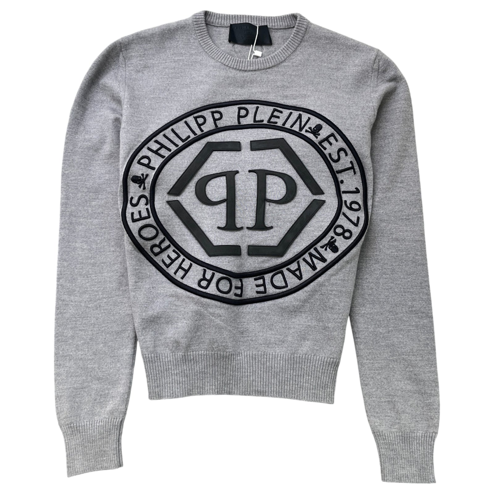 Men's Embroidered Logo Sweatshirt Grey Size S - Photo 1