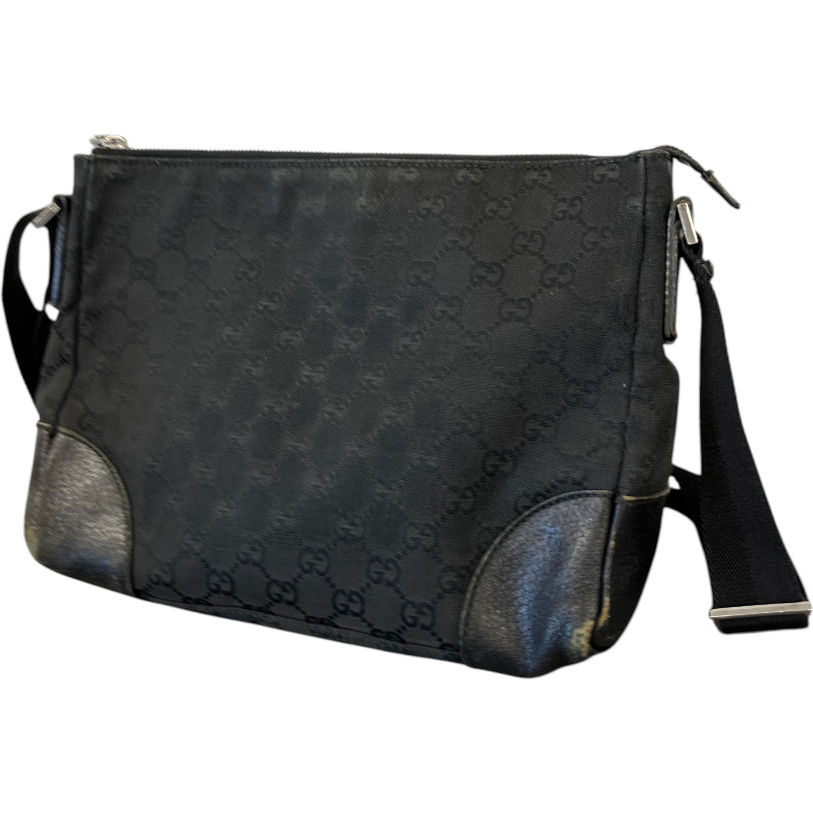 Women's Gg Monogram Canvas Messenger Bag Black - Photo 7