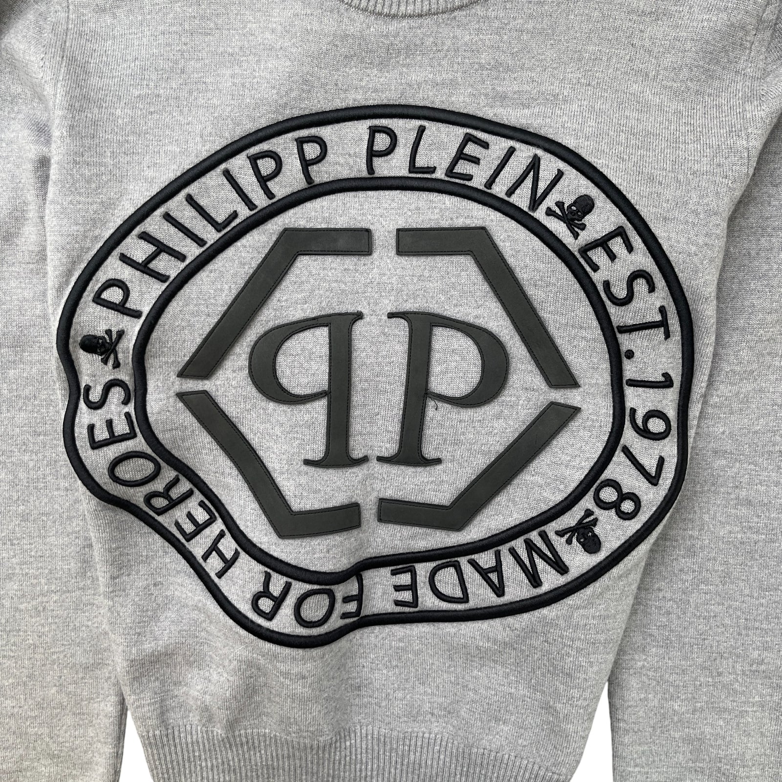 Men's Embroidered Logo Sweatshirt Grey Size S - Photo 5