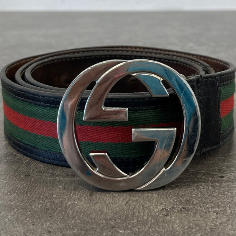 Men's Interlocking G Web Belt Multi-Coloured Size Waist 32"