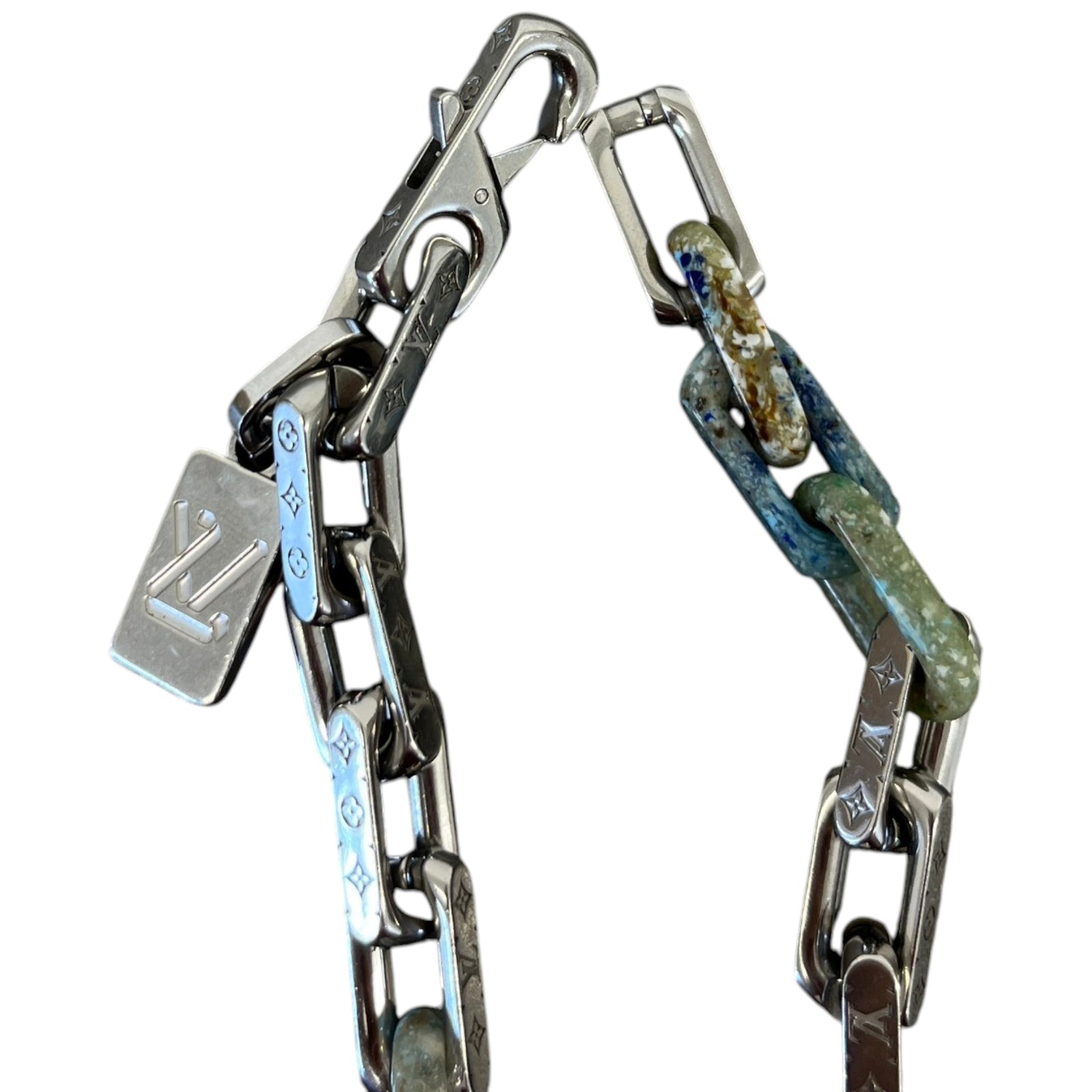 Men's Monogram Chain Necklace Silver - Photo 3