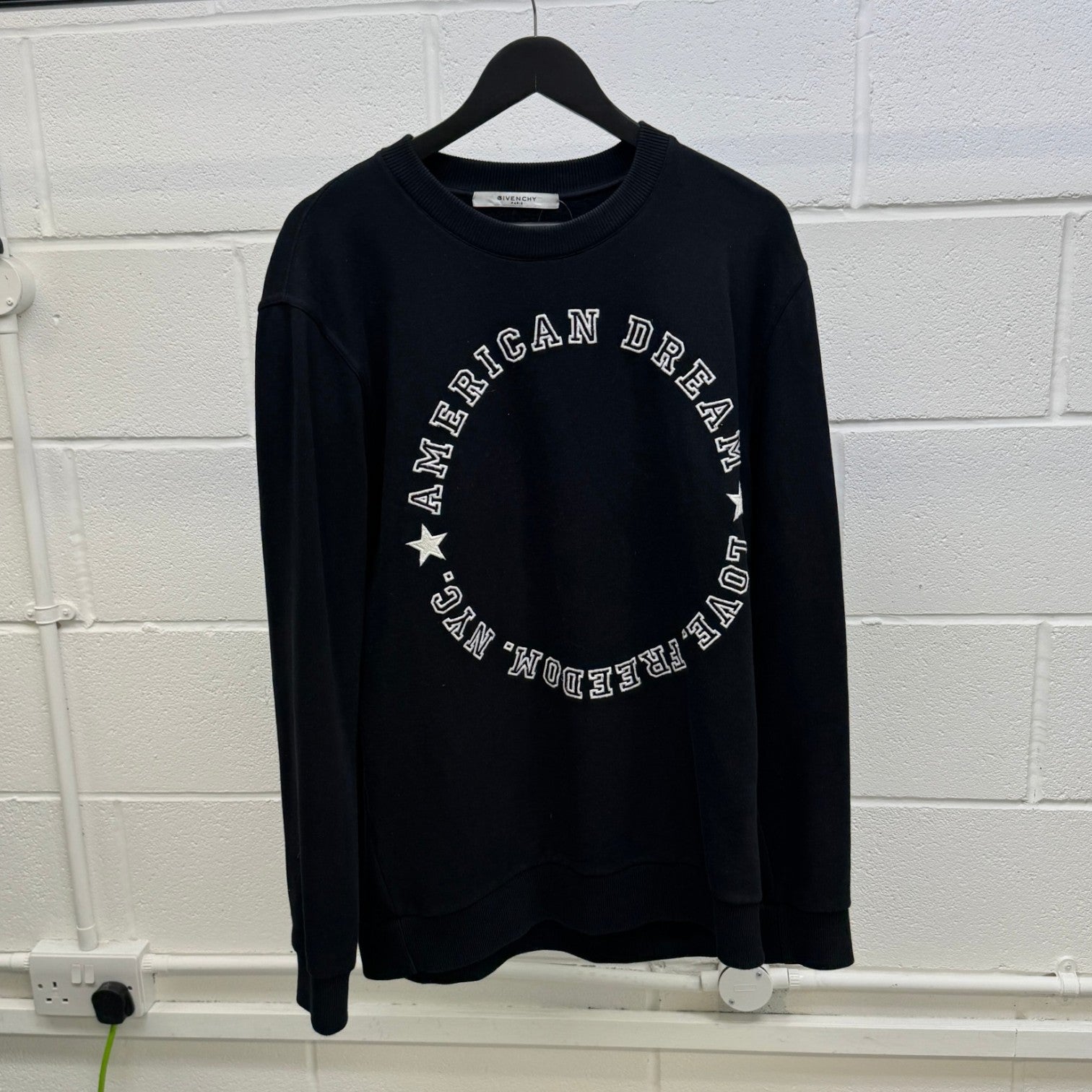 Men's American Dream Embroidered Sweatshirt Black Size L - Photo 8
