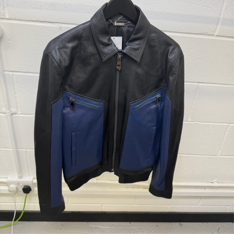 Men's Leather Medusa Zip Jacket Black Size L
