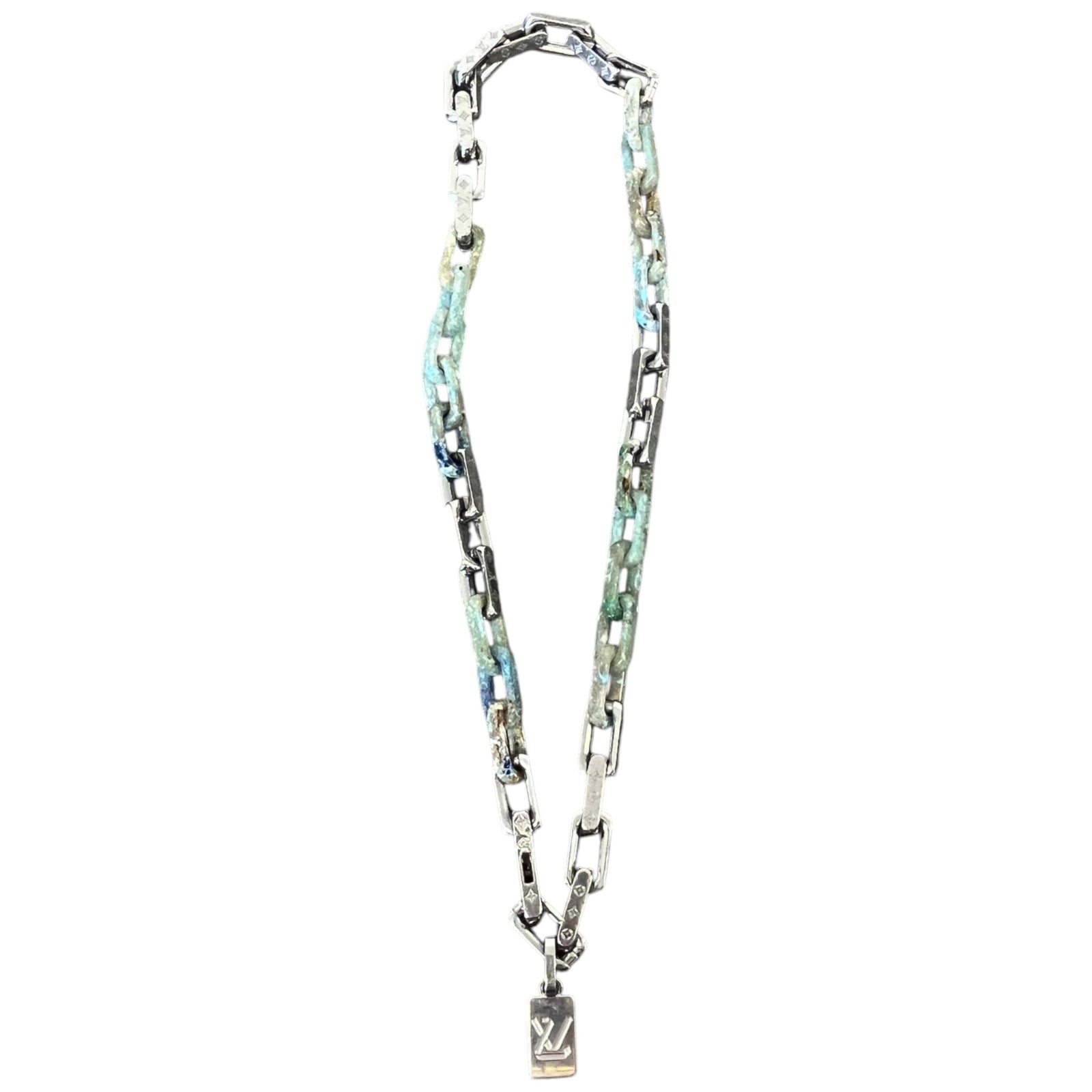 Men's Monogram Chain Necklace Silver - Photo 1