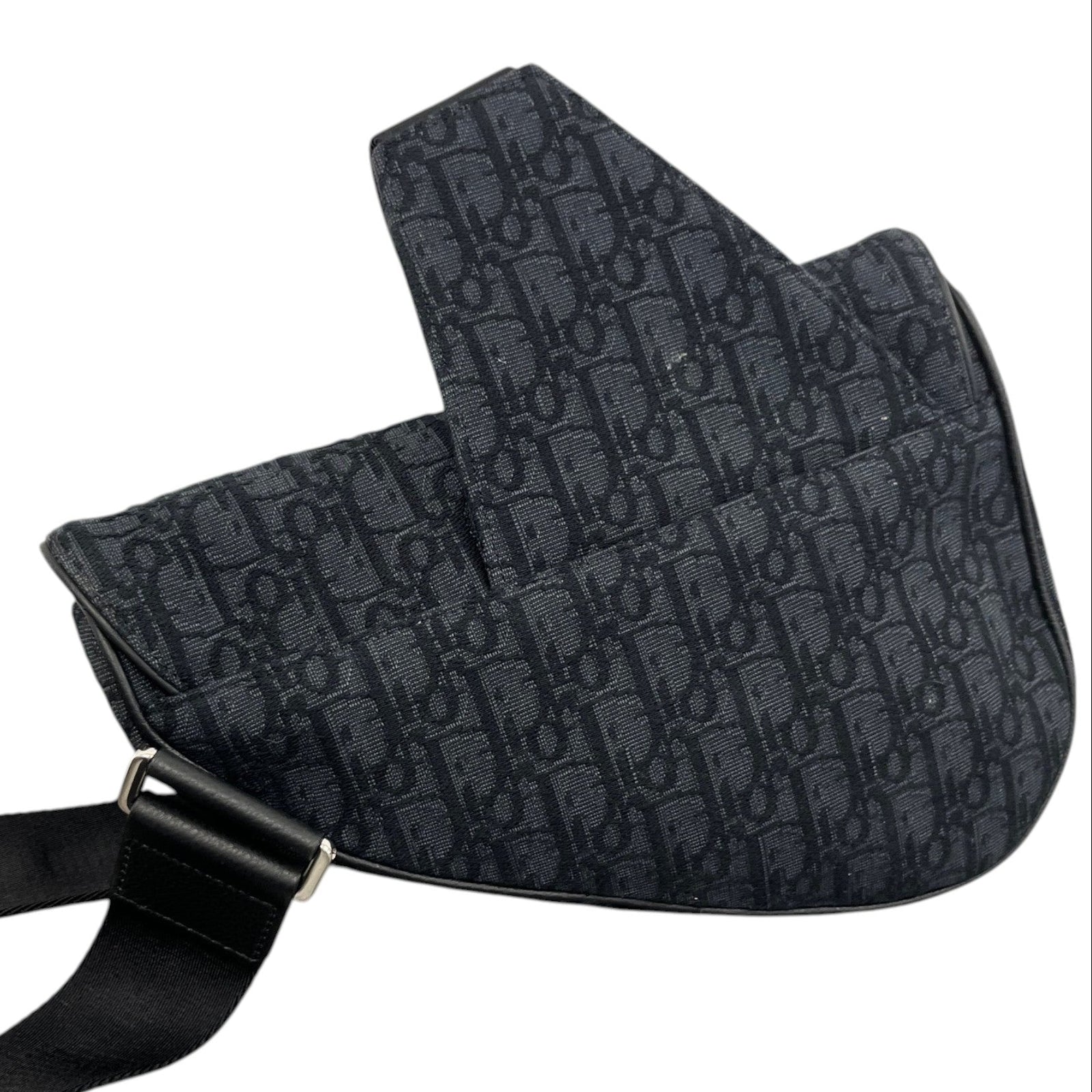 Men's Oblique Saddle Messenger Bag Black - Photo 8