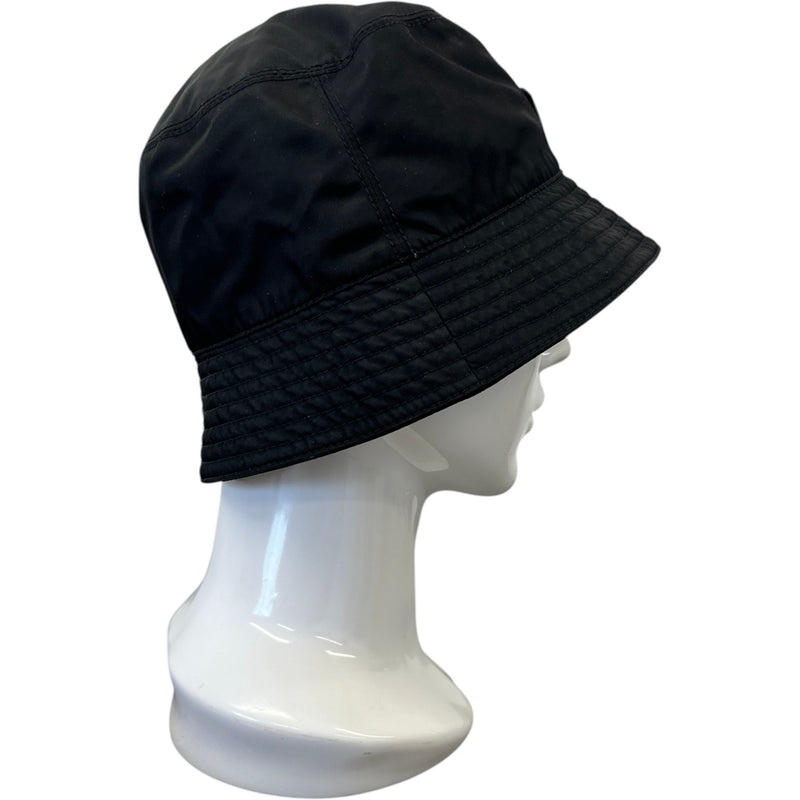 Men's Re-Nylon Plaque Logo Bucket Hat Black Size L