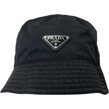 Men's Re-Nylon Plaque Logo Bucket Hat Black Size L