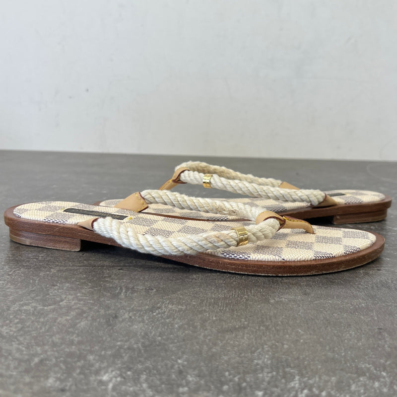 Women's Damier Azur rope thong Sandals White Size UK 4 / EU 37
