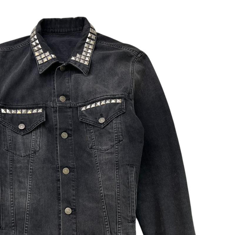 Men's Black Panther Embroidery Studded Jacket Black Size IT 52 / XL