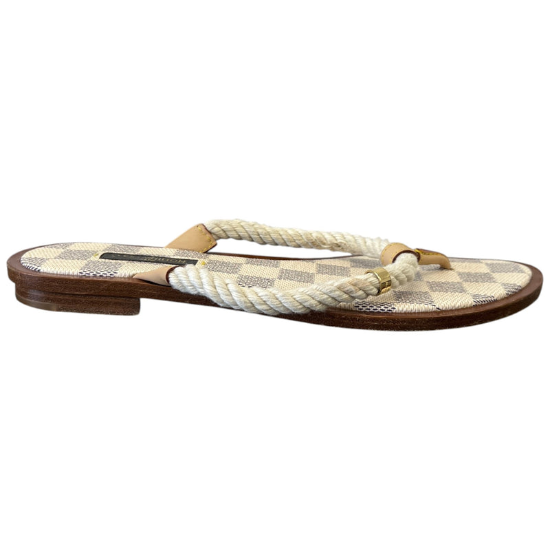 Women's Damier Azur rope thong Sandals White Size UK 4 / EU 37