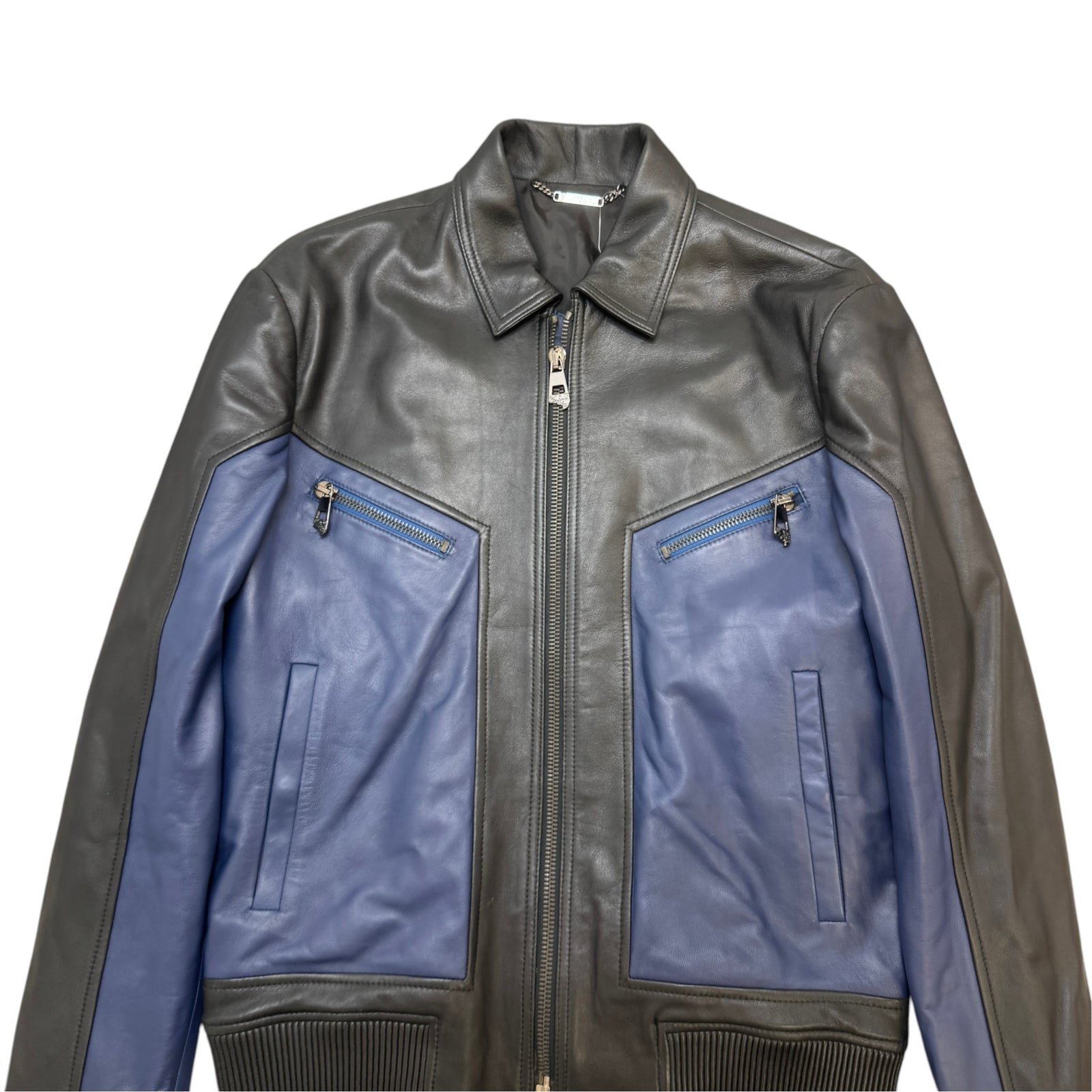 Men's Leather Medusa Zip Jacket Black Size L - Photo 3
