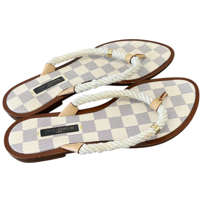 Women's Damier Azur rope thong Sandals White Size UK 4 / EU 37