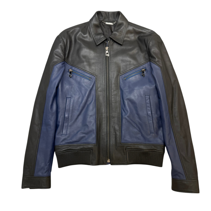 Men's Leather Medusa Zip Jacket Black Size L