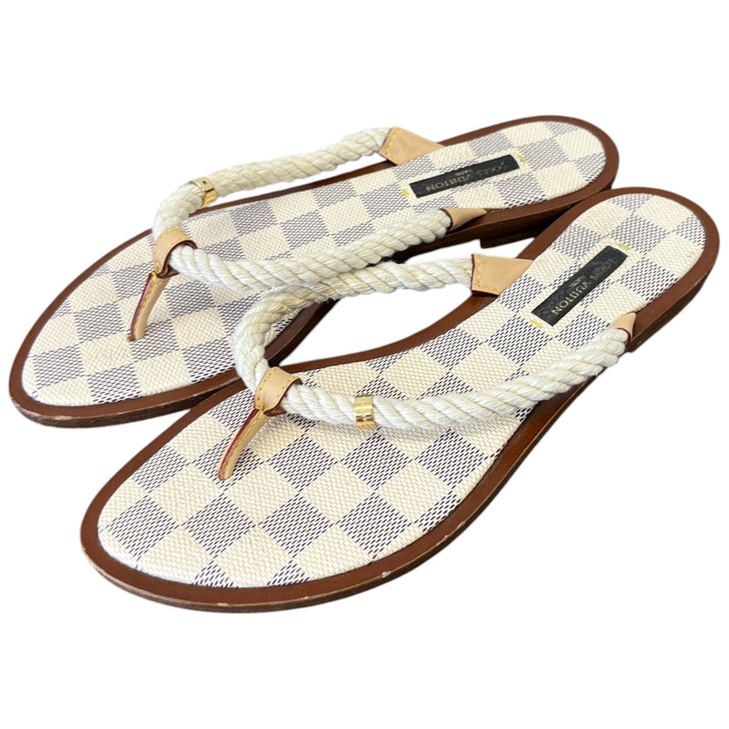 Women's Damier Azur rope thong Sandals White Size UK 4 / EU 37