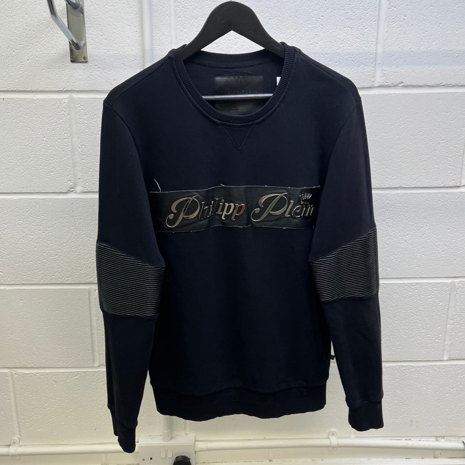 Men's Applique Logo Sweatshirt Black Size L - Photo 8