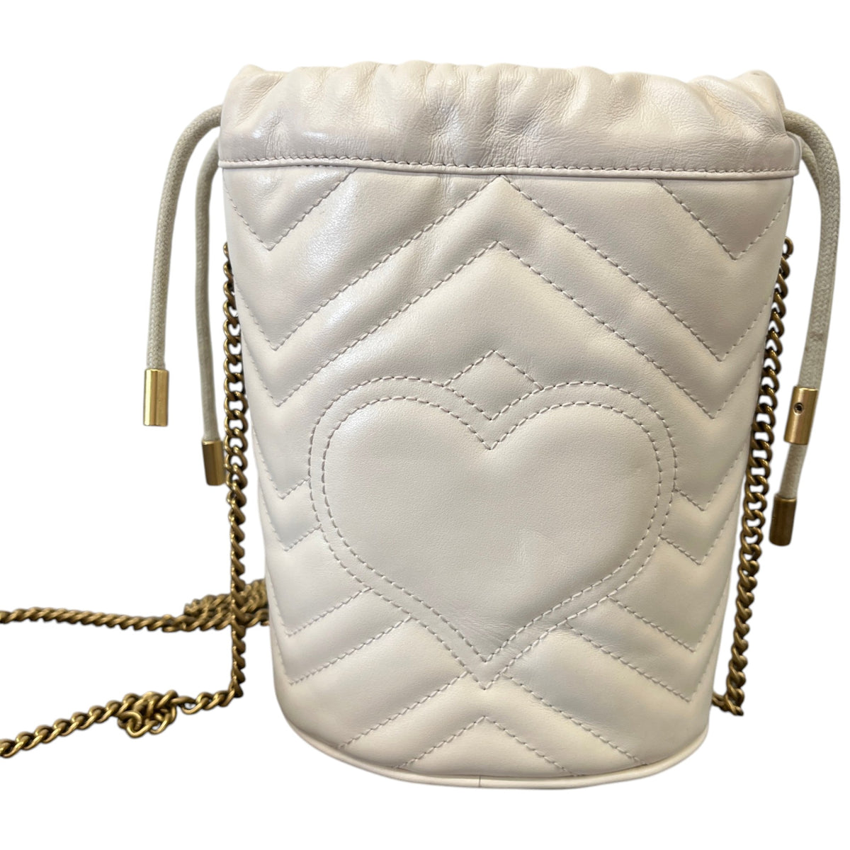 Women's GG Marmont Matelassé Bucket Handbag White - Photo 3