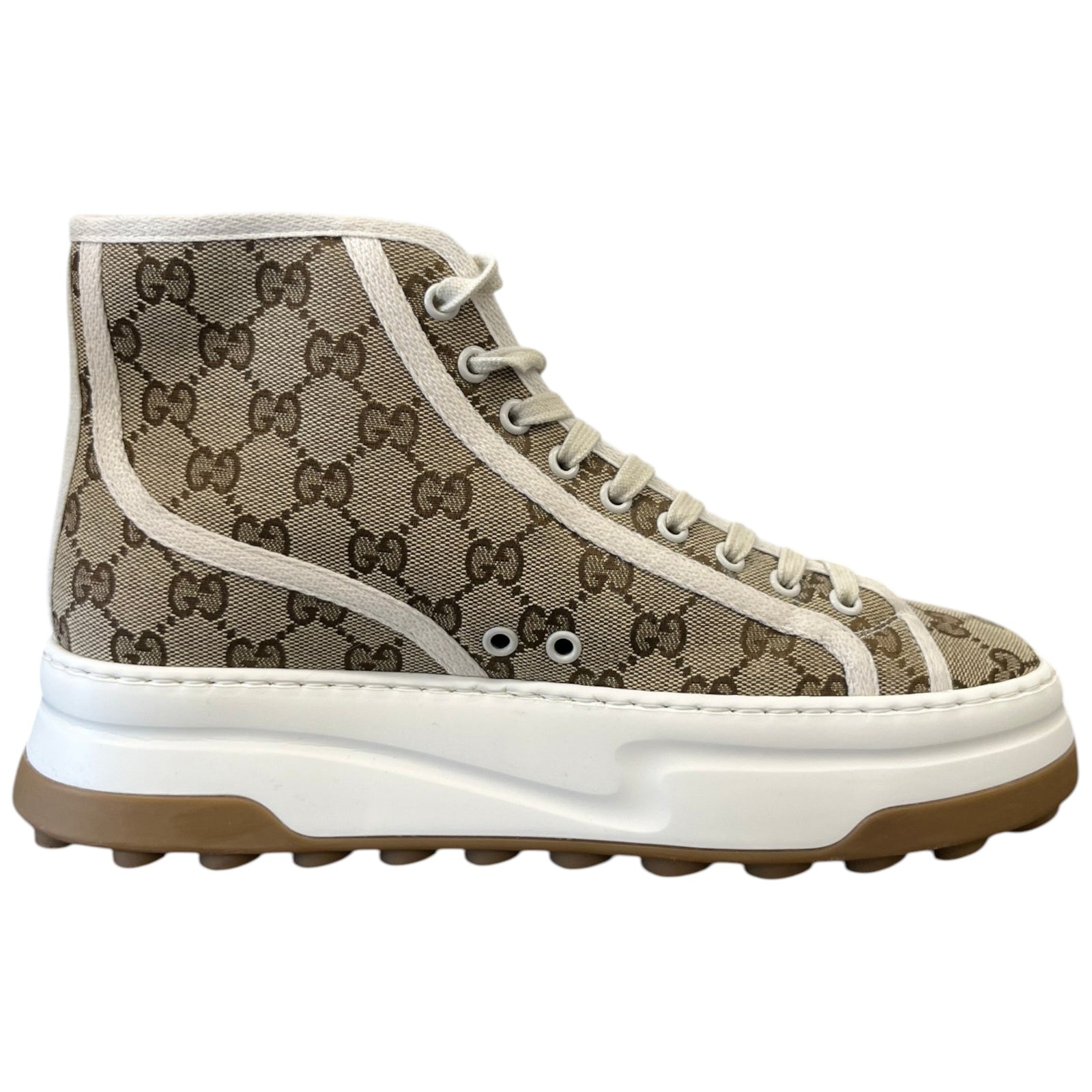 Men's GG Supreme Tennis 1977 High Trainers Beige Size UK 7 / EU 41 - Photo 4
