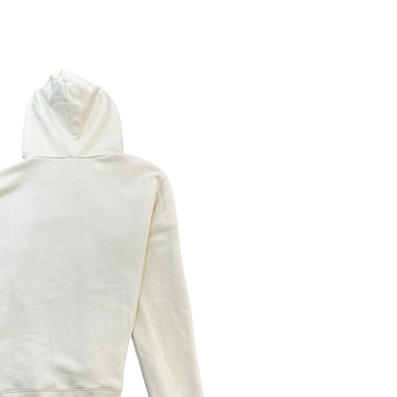 Men's Distressed Logo Print Hoodie Cream Size XL - Photo 4