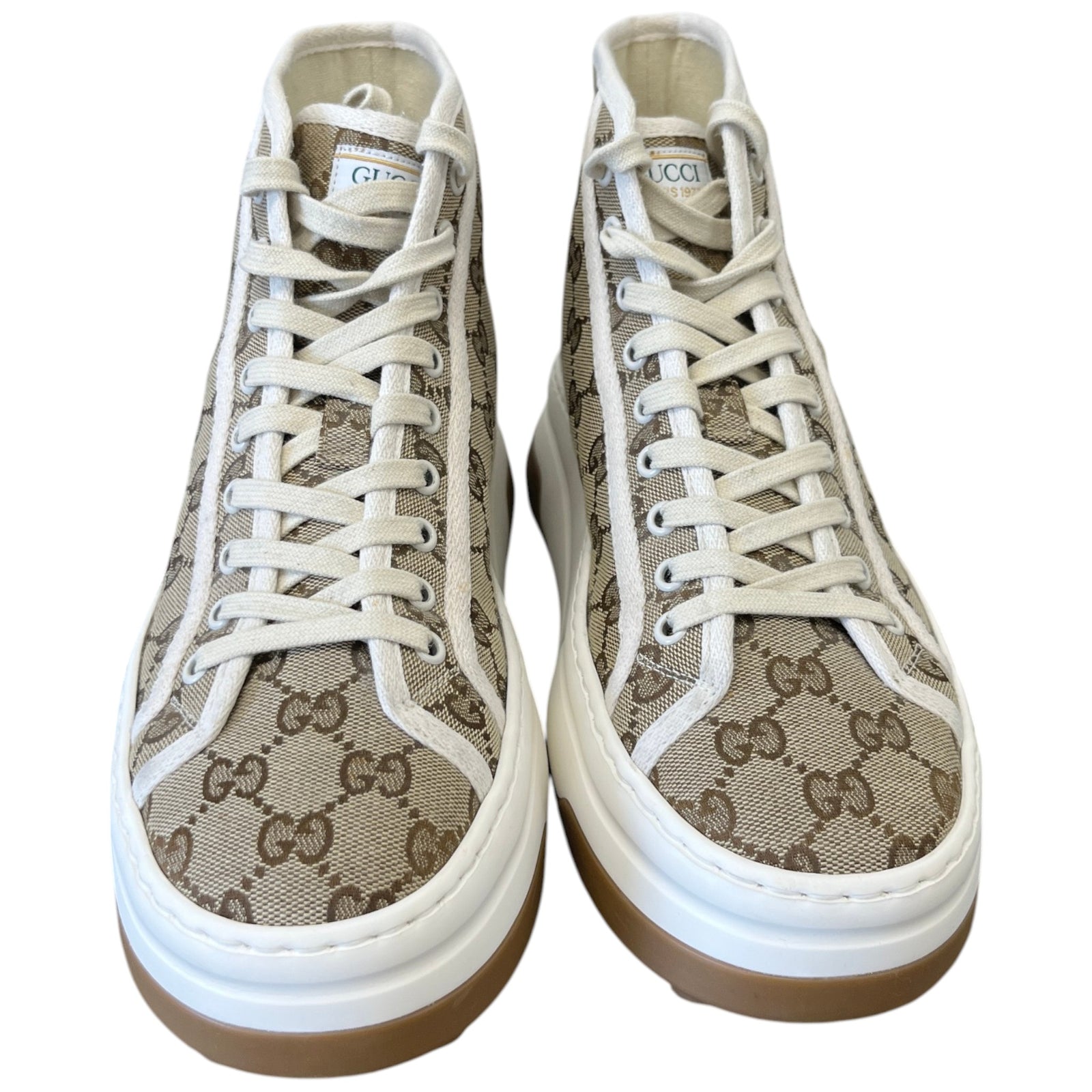 Men's GG Supreme Tennis 1977 High Trainers Beige Size UK 7 / EU 41 - Photo 6