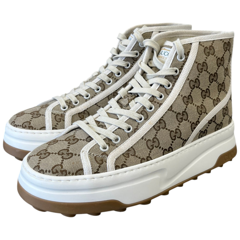 Men's GG Supreme Tennis 1977 High Trainers Beige Size UK 7 / EU 41