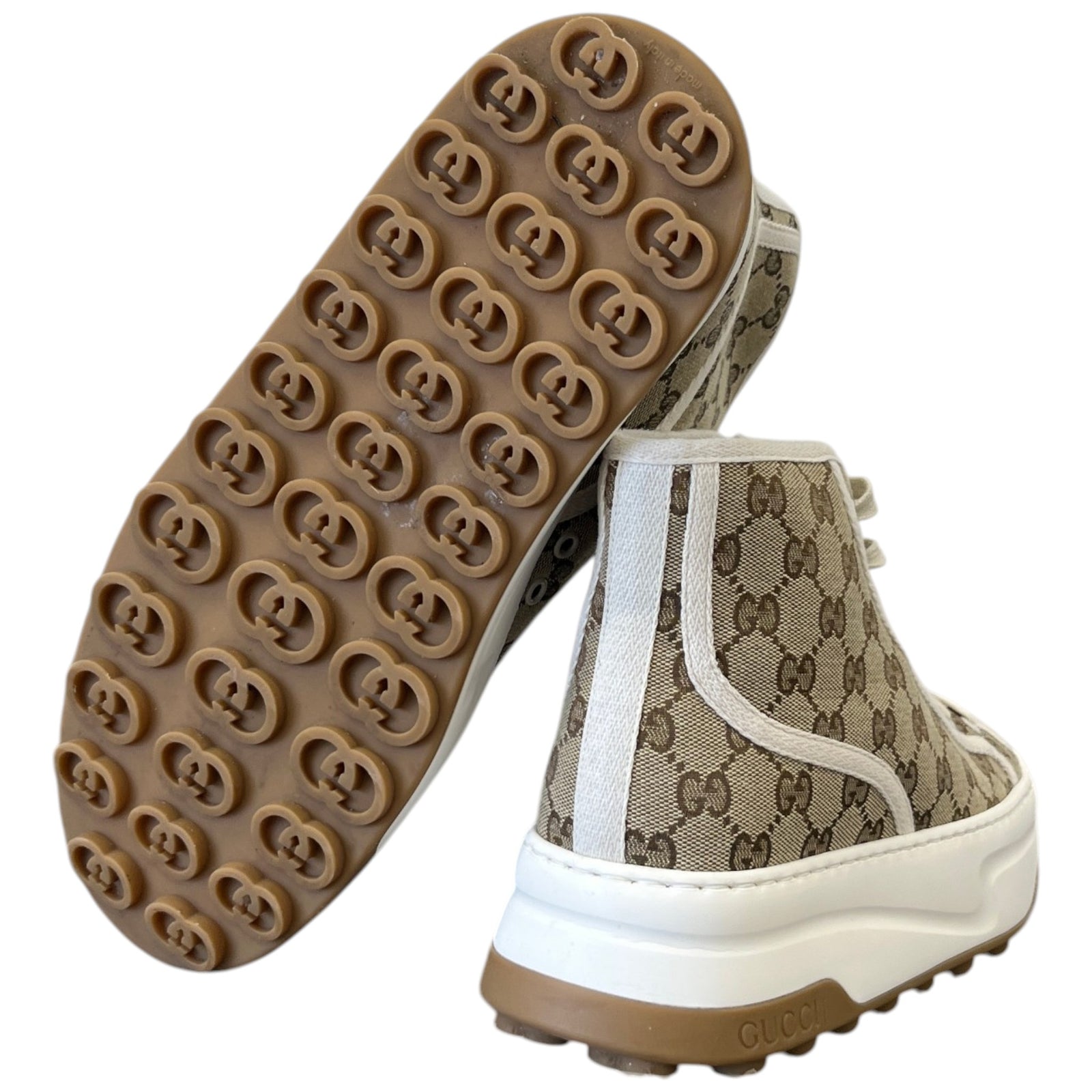 Men's GG Supreme Tennis 1977 High Trainers Beige Size UK 7 / EU 41 - Photo 10