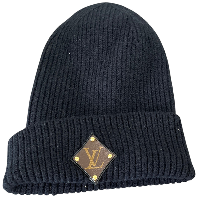 Women's LV Logo Patch Beanie Black