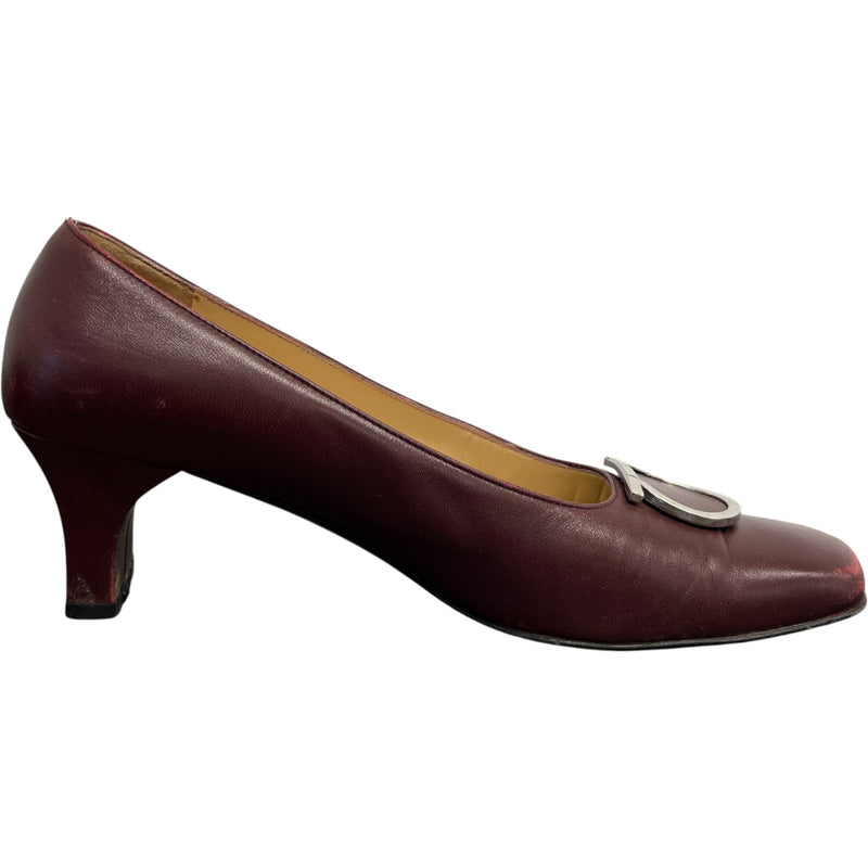 Women's Buckle Logo Mules Burgundy Size EU 38 / UK 5
