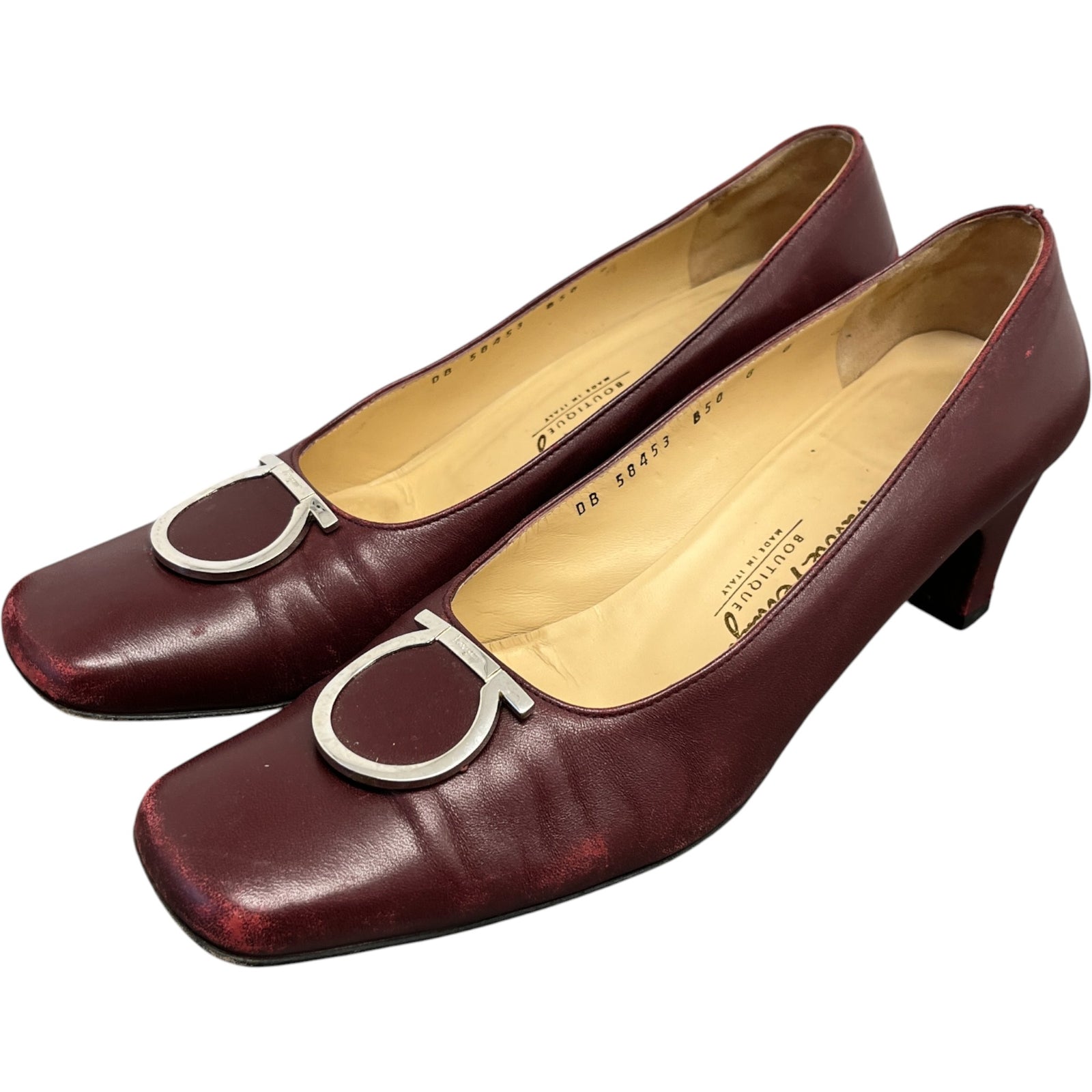 Women's Buckle Logo Mules Burgundy Size EU 38 / UK 5 - Photo 9