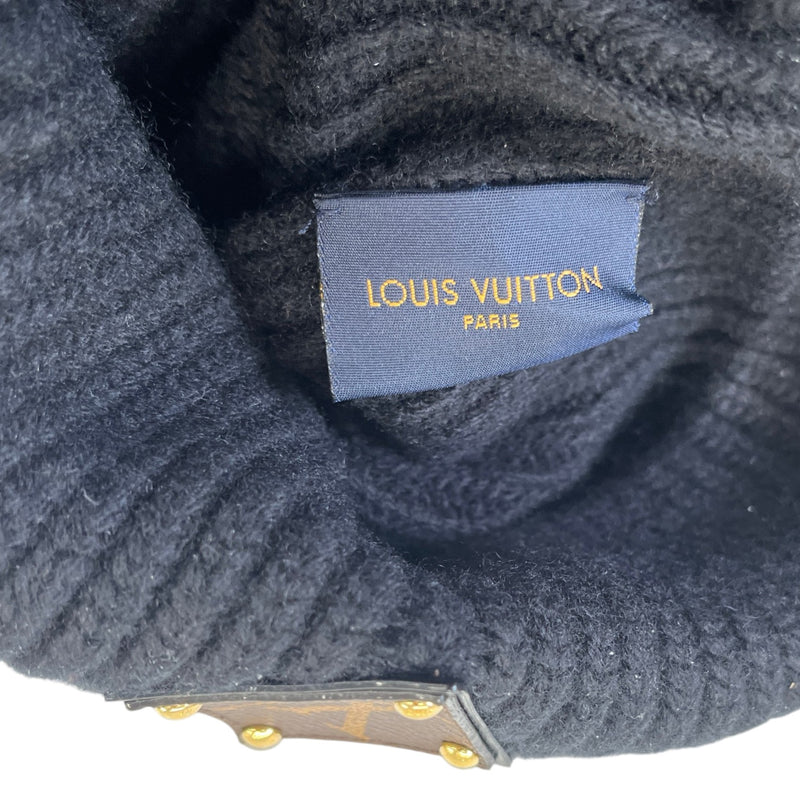 Women's LV Logo Patch Beanie Black