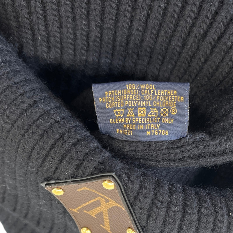 Women's LV Logo Patch Beanie Black